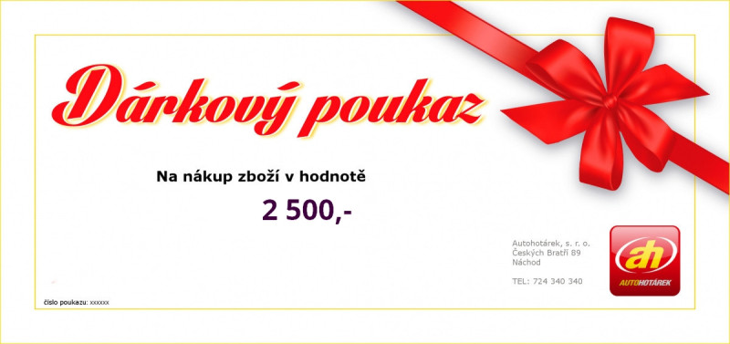 Dárkový poukaz v hodnotě 2500