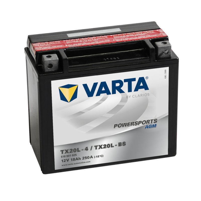 Motobaterie Varta Powersports AGM TX20L-BS 12V 18Ah Varta